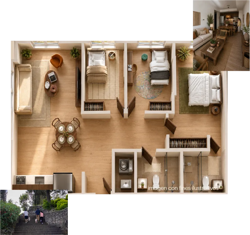 Plano apartamento 3 habitaciones, 79.7 m²